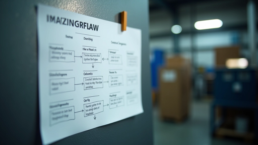 Laminated workflow reference card displayed on equipment shed wall, practical documentation