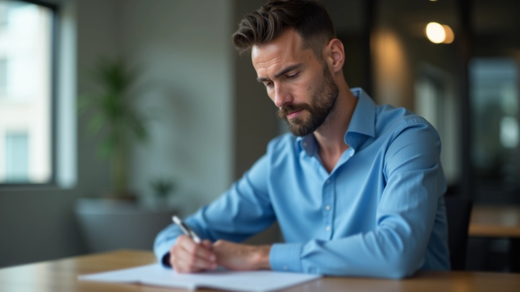 Manager reviewing delegation strategy with clear task assignment document on desk