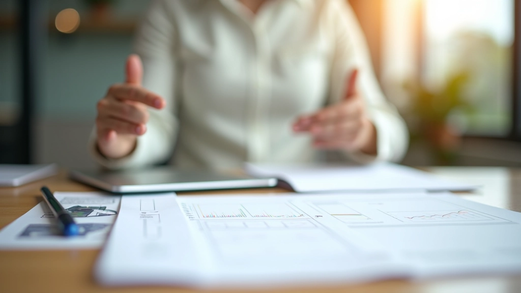 Professional workspace showing organizational materials, planning documents, and operational management tools arranged on clean desk with modern office setup